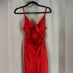 Orange Cut Out Midi Dress